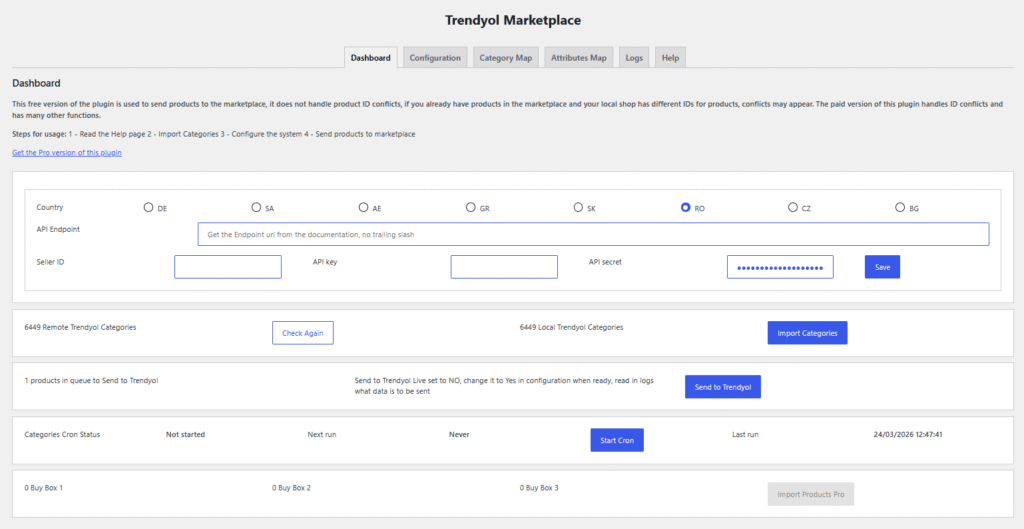 Panou Control Sync for Trendyol and WooCommerce